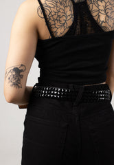 3 Row Black Pyramid Studded - Belt