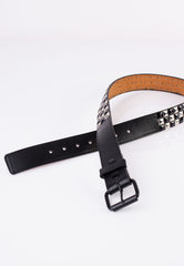 3 Row Silver/Black Check Pyramid Studded - Belt