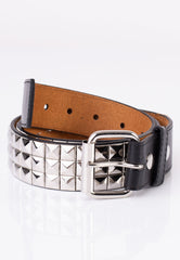 3 Row Silver Pyramid Studded - Belt