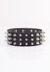 3 Row Spike Neckband Black - Choker