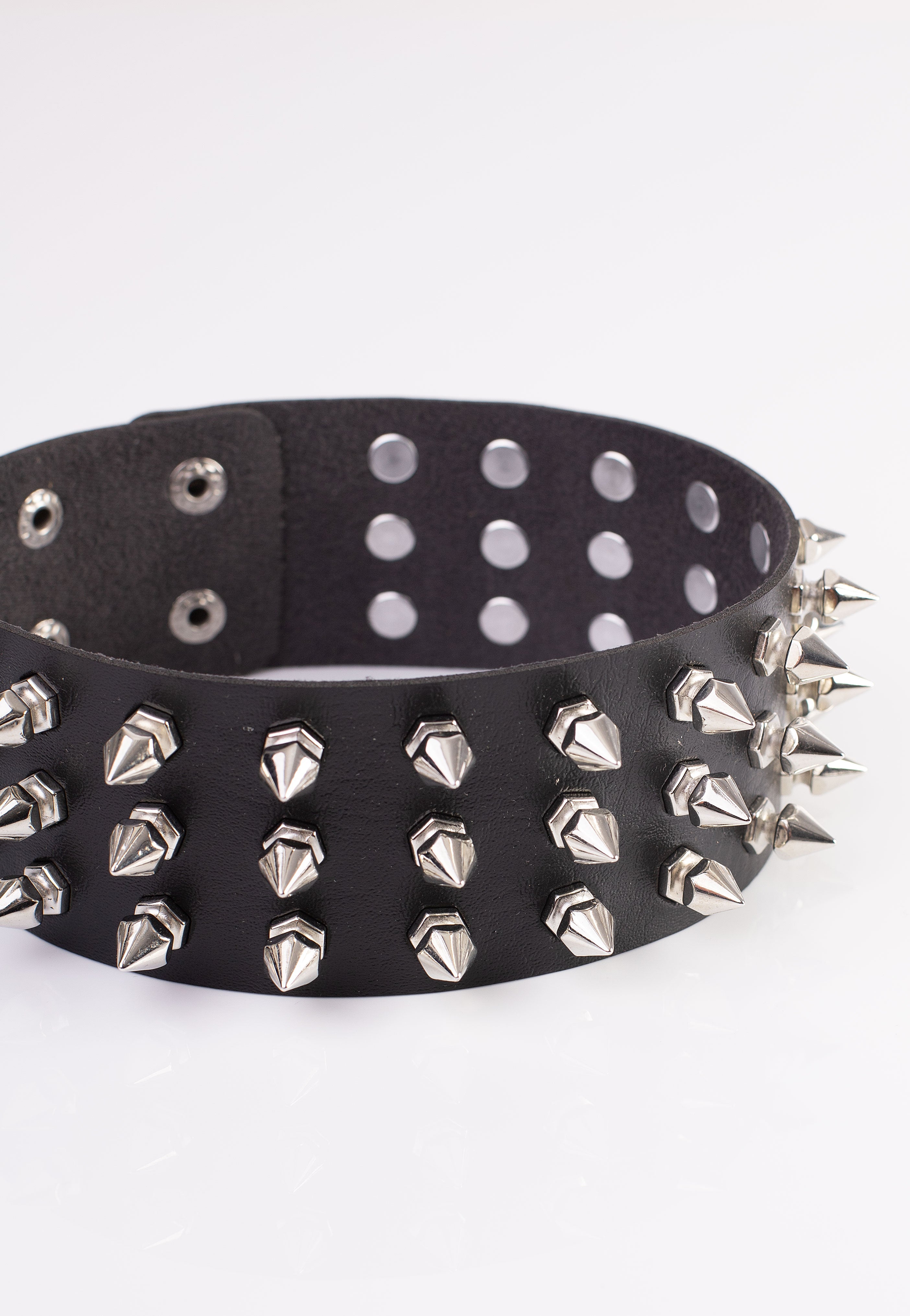 3 Row Spike Neckband Black - Choker