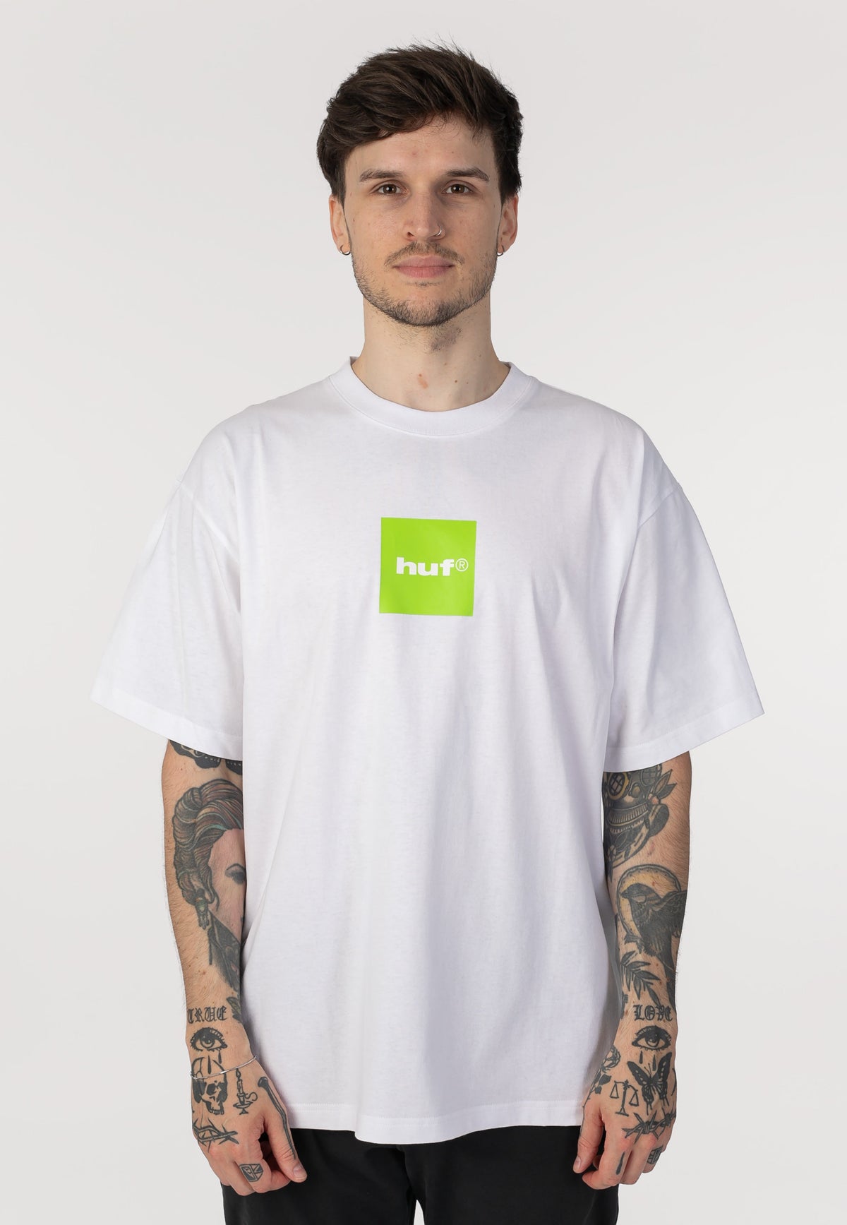 89 Box Logo White/Huf Green - T-Shirt