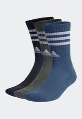 3-Stripes Cushioned Crew Pack Of 3 Legink/Prloin/Dgreyh - Socks