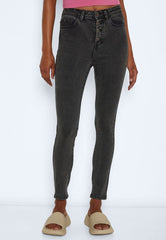 Agnes Button Skinny Black - Jeans