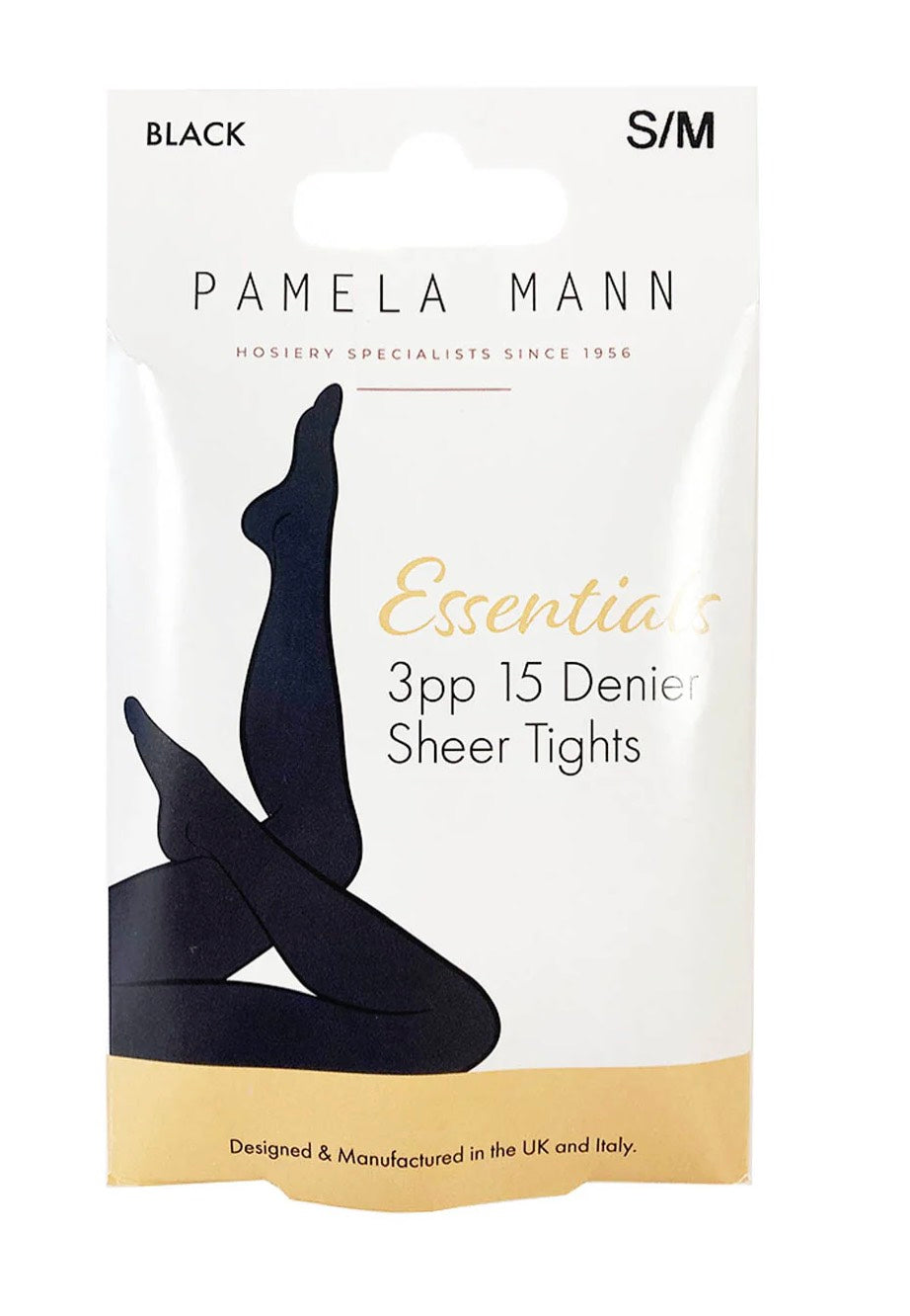 15 Denier Sheer Pack Of 3 Essential Black - Tights