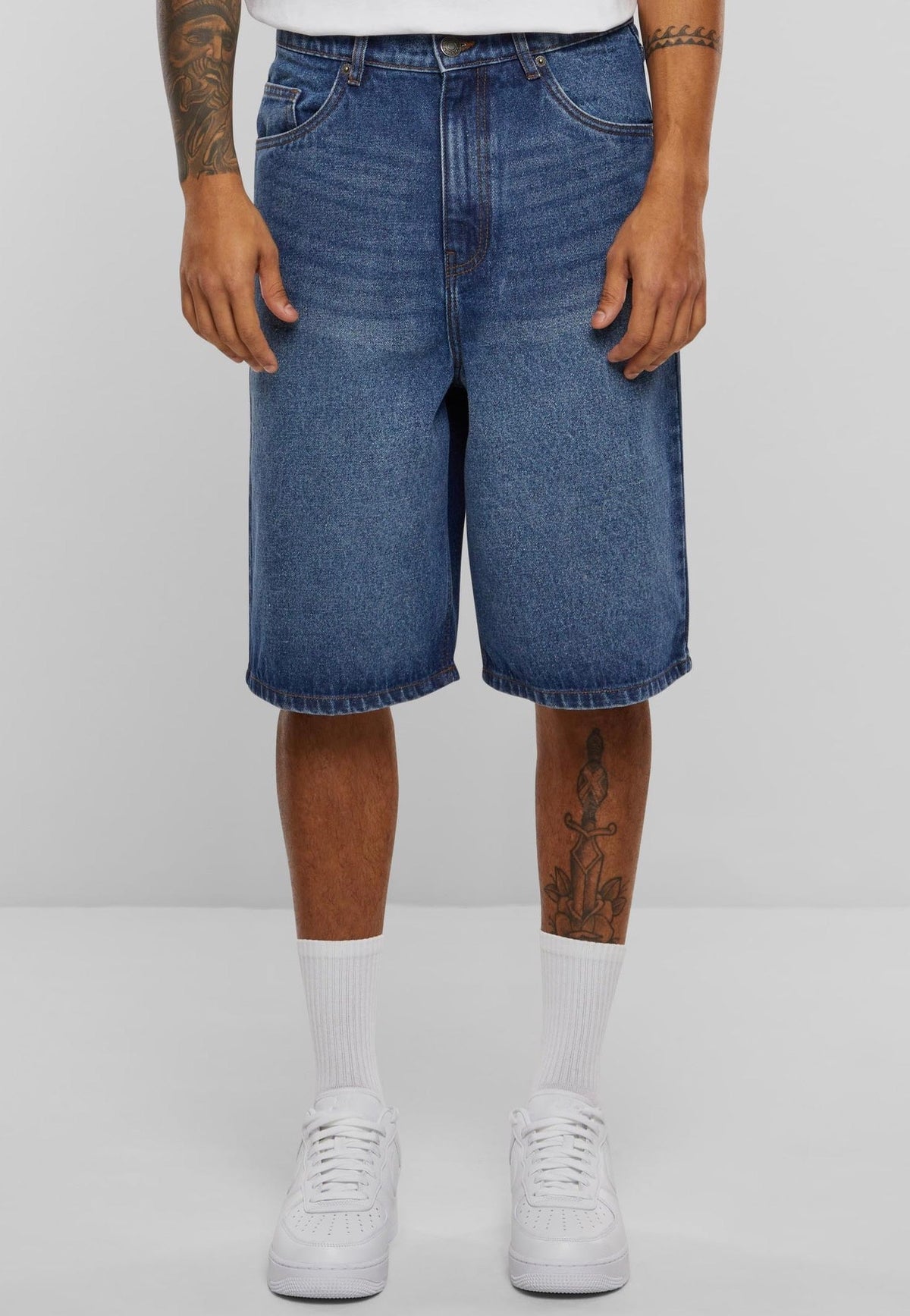90's Heavy Denim New Mid Blue Washed - Shorts